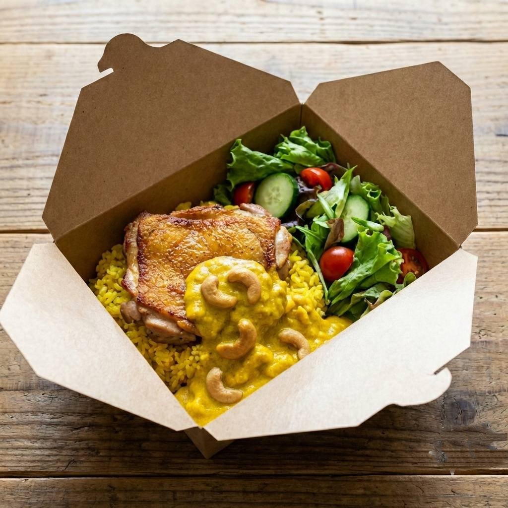 Cashew Curry with Chicken Rice and curry