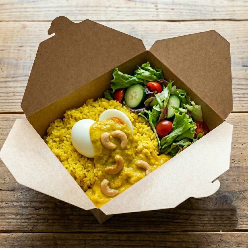 Cashew Curry with Egg Rice and curry